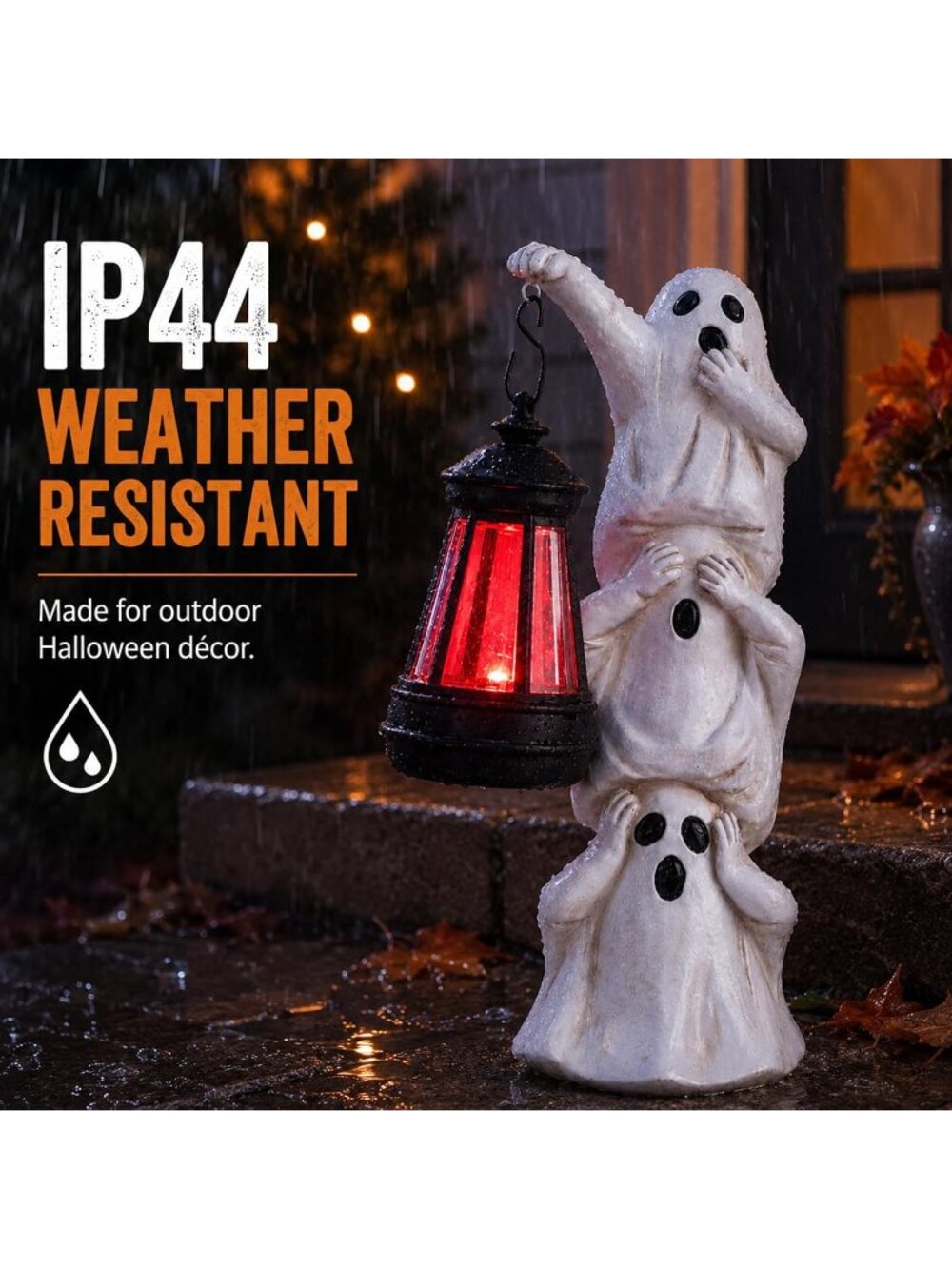 Outdoor Halloween Ghost Statue Decor - Cute Light Up Garden Yard Decoration - Picture 4 of 6